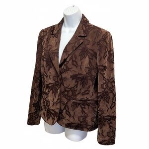 Vintage Lana Lee Brown Floral Tapestry Blazer Size 14
